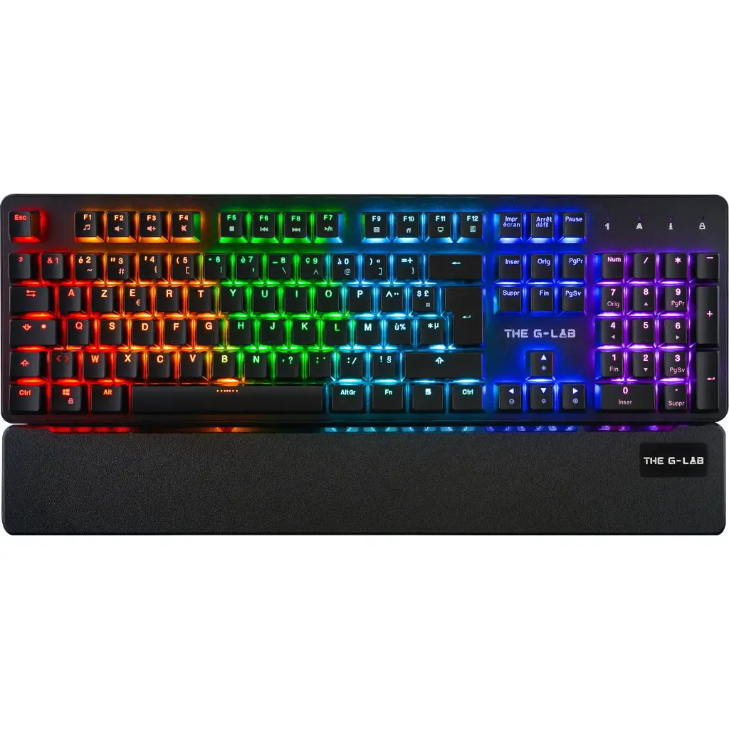 THE G-LAB Keyz Rubidium-E – Clavier Mécanique Gaming RGB | Switchs Red | Repose-Poignets Magnétique