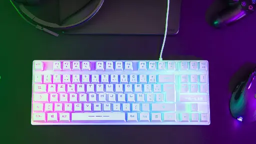 [BS_KEYZ_CAESIUMT_W] THE G-LAB Keyz Caesium TKL Wireless – Clavier Gaming Sans Fil RGB Blanc | Format Compact TKL | Touches Silencieuses